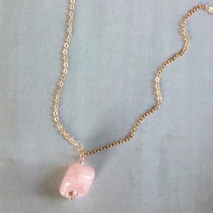 Beryl Morganite gold plated necklace handcrafted